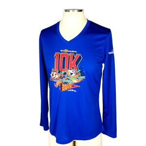 NWOT (L) Run Disney 10K 2025 Walt Disney World Womens Long Sleeve V Neck T Blue